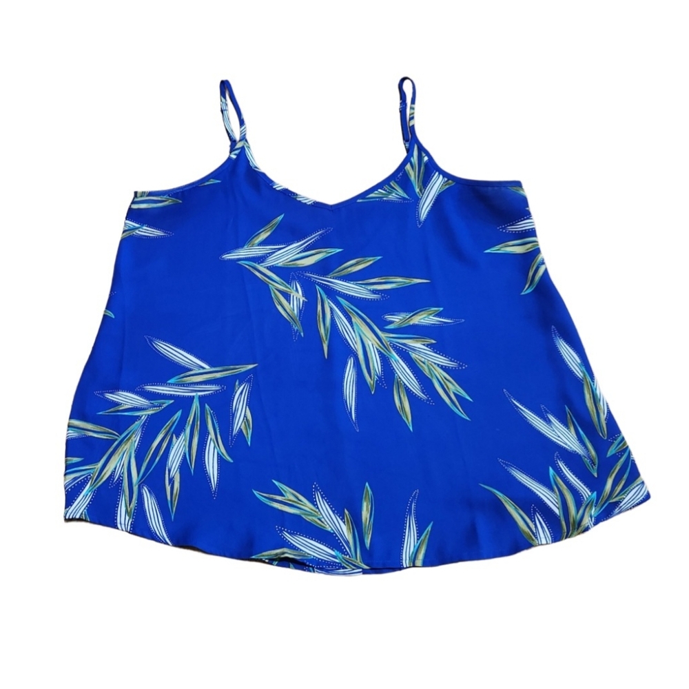Apt 9 Women's V-Neck Georgette Blue Tropical Camisole - Medium - Picture 2 of 3